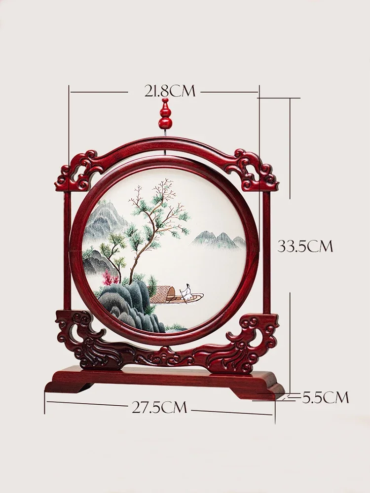 Handmade Suzhou embroidery ornament Double-sided embroidery handicrafts New Chinese desktop office decoration table screen Chine