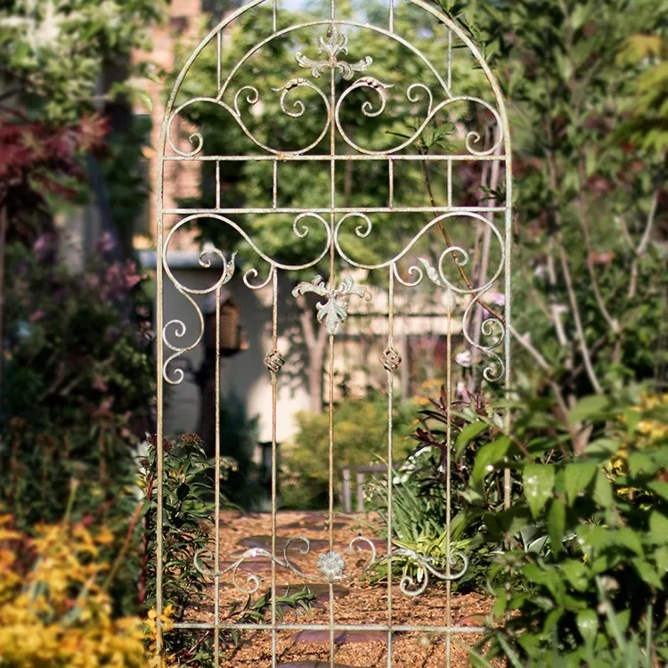 European wrought iron vine climbing frame flower frame fence bracket clematis rose flower plant gardening screen partition