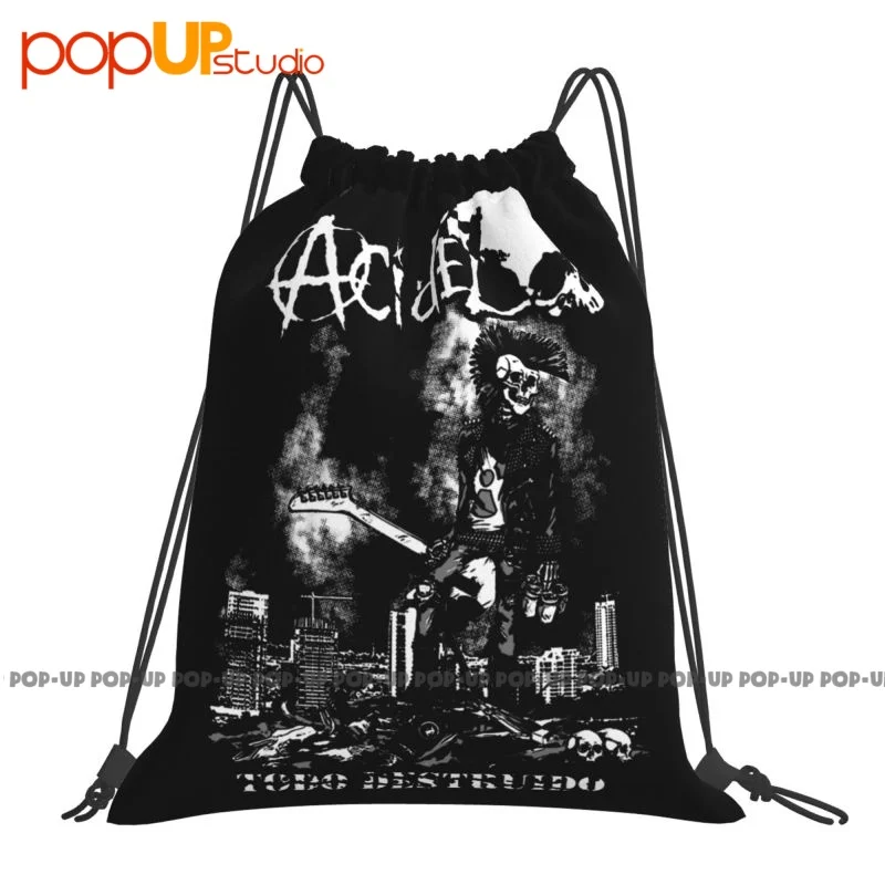 Acidez Fuuuuuuuck You Punkrock P-48 Drawstring Bags Gym Bag Portable Sports Bag