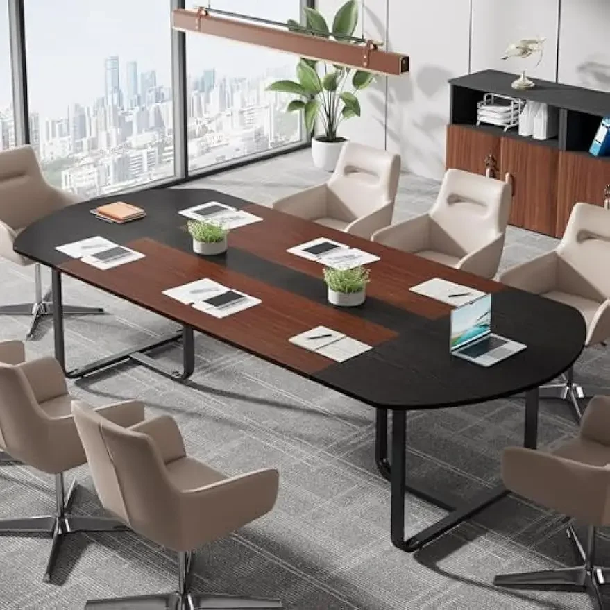 Mesa de conferência de 6 pés, 70,86 "L x 35,43" L x 29,52 "H polegadas Mesa de reunião em formato oval, mesa de gerenciamento moderna para sala de conferências