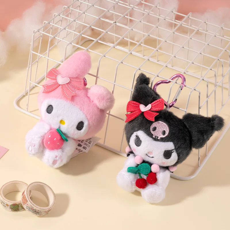Sanrio Hello Kitty Kuromi mélodie cannelle jouets en peluche pendentif mignon jouets en peluche porte-clés Anime porte-clés anniversaire cadeau de noël