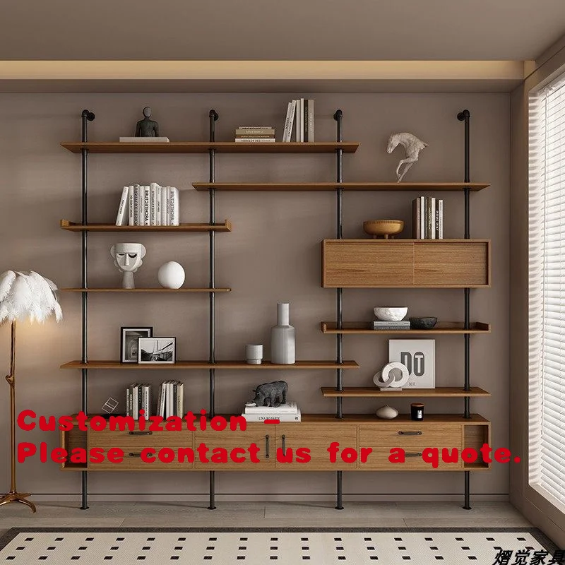 

Customize.Bookshelf Integrated Wall-Mounted Floor-Standing Office Background Wall High-End Adjustable Storage Rack Bookcase
