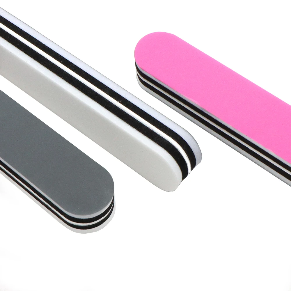 10/20/50 個ネイルバッファーファイルブロック肥厚スポンジ 3 サイドグリットネイル研磨ストリップピンクホワイトグレーサンディングバフポリッシャー