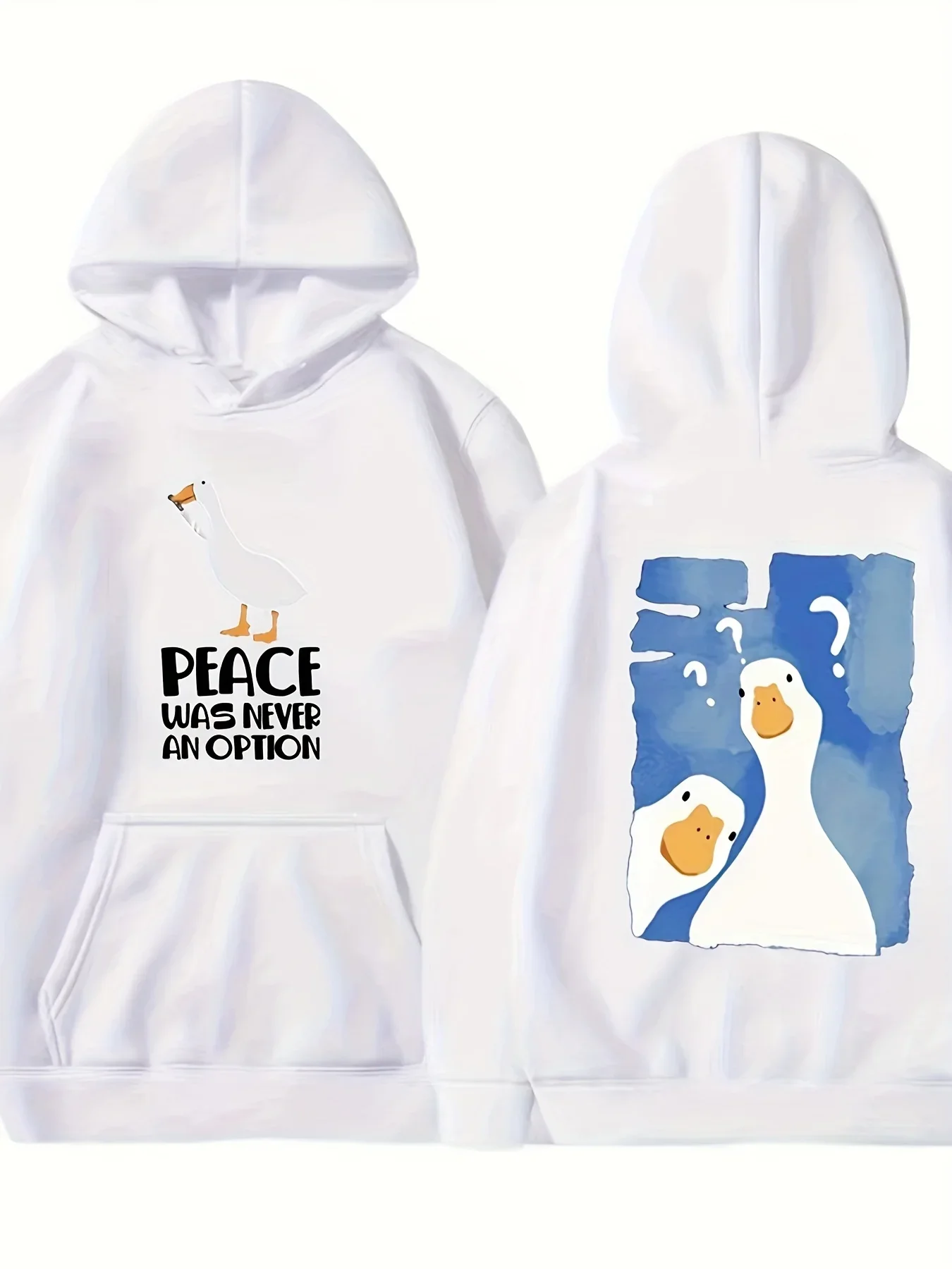 Goose Hoodie Unisex Funny Meme Cartoon Animal Sarcastic Humor Quote Peace Duck Cute Gift Trendy Casual Sport Sweatshirts