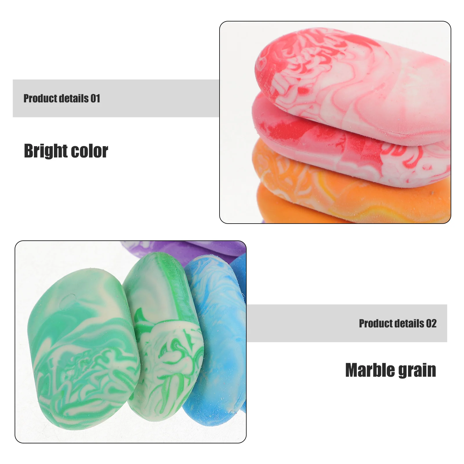 12 Pcs Cute Small Erasers Classroom Supplies Marble Adorable Stationery for Drawing Bulk