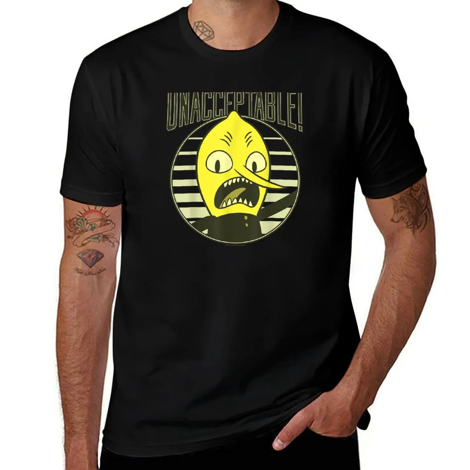 

CN Adventure Time Lemongrab Unacceptable T-Shirt plus size clothes man clothes black t-shirts for men