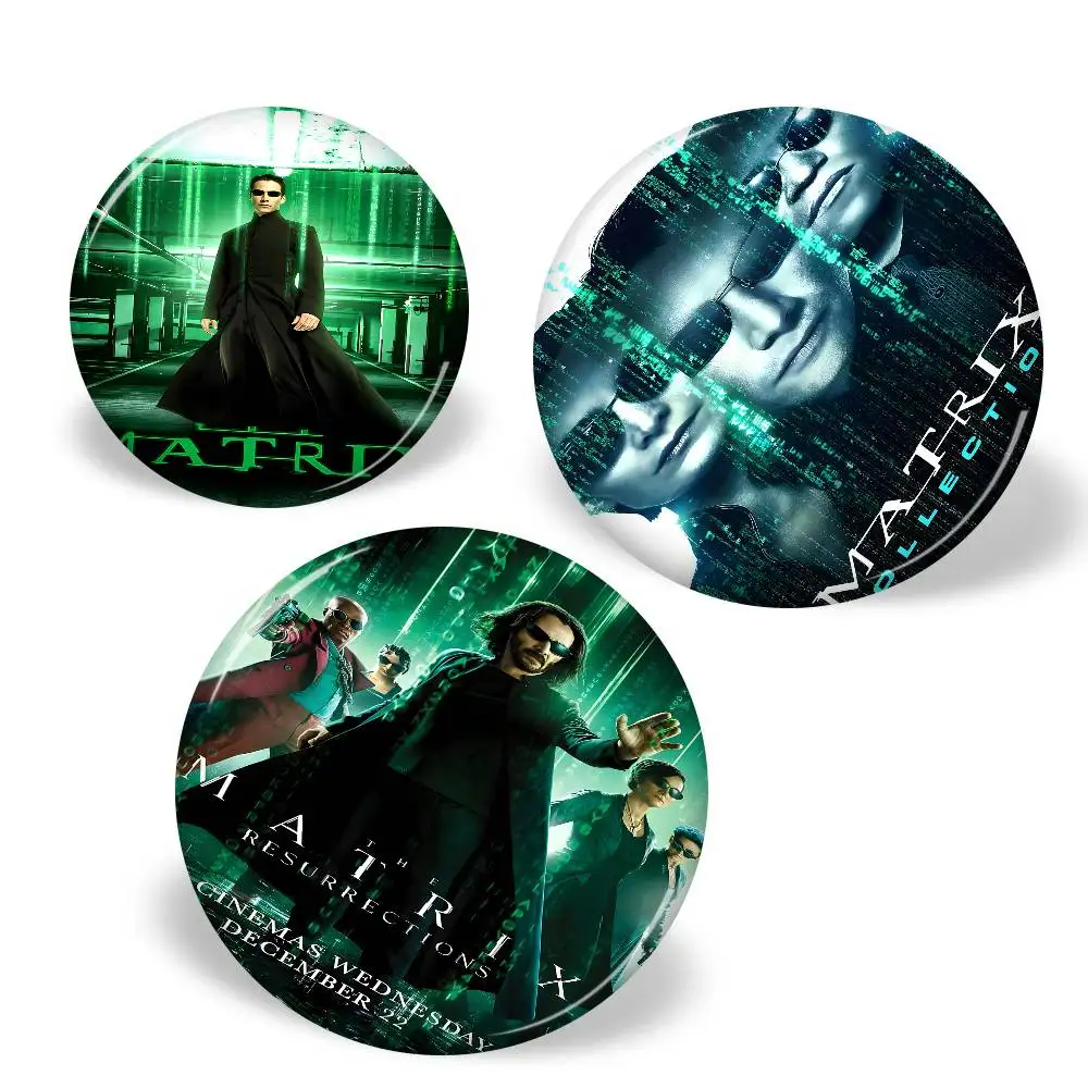 فيلم ماتريكس لينة زر دبوس مشرق مطبوعة أيقونة هدية للأصدقاء شارة طوق بروش التلبيب دبوس معدني #3