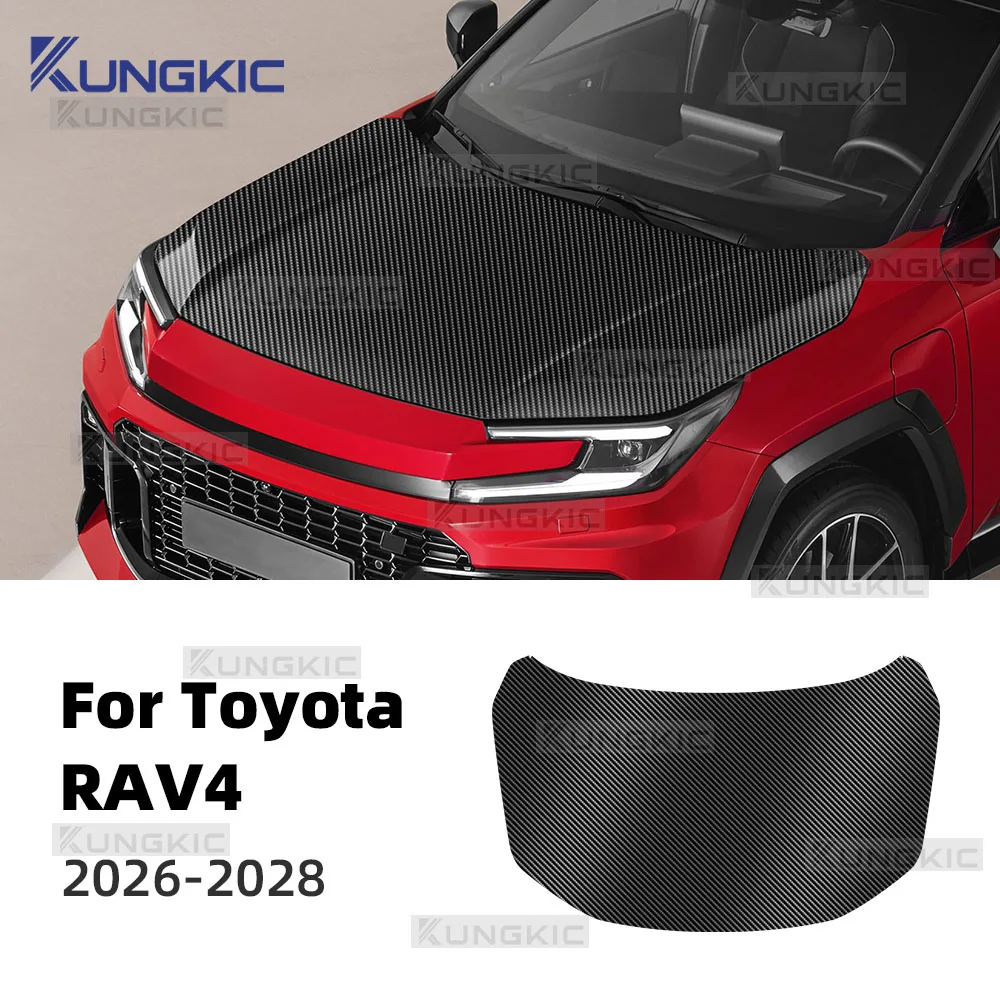 For Toyota RAV4 2026 2027 2028 Car Engine Hood Front Strip Protective Film PPF TPU Glossy Carbon Texture Refit Color Sticker