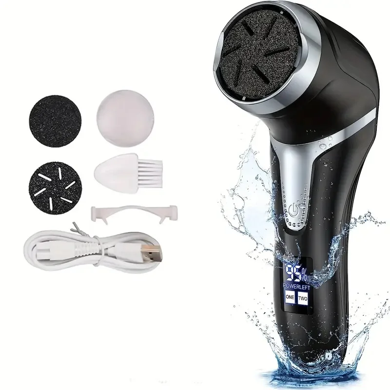 Professional Electric Callus Remover For Feet - Rechargeable Foot Care Kit With 3 Heads, Dander Vacuum Cleaner, LCD Display image 4