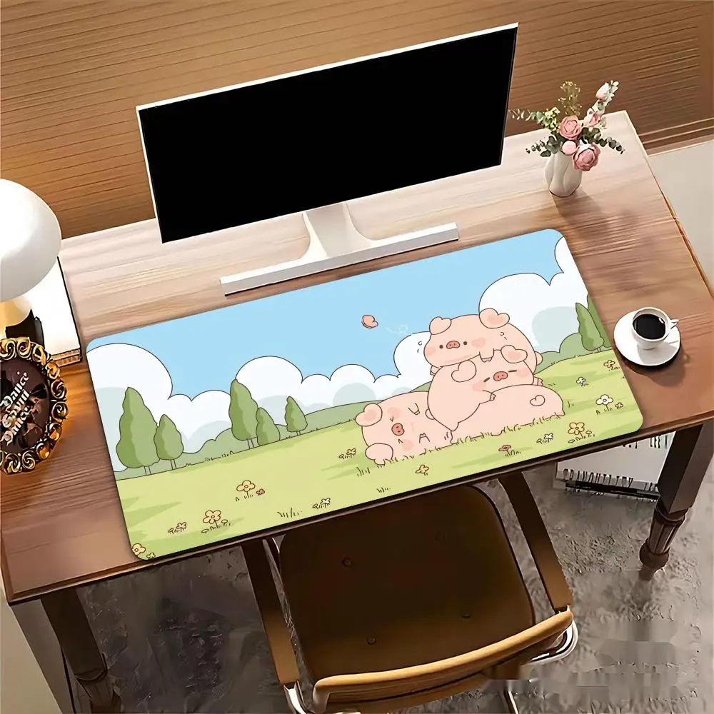 Cartoon Pigs & Blue Sky Art large mouse pad Computer Desks pad desk pad rubber edge locking office mat pc accessories gaming mat