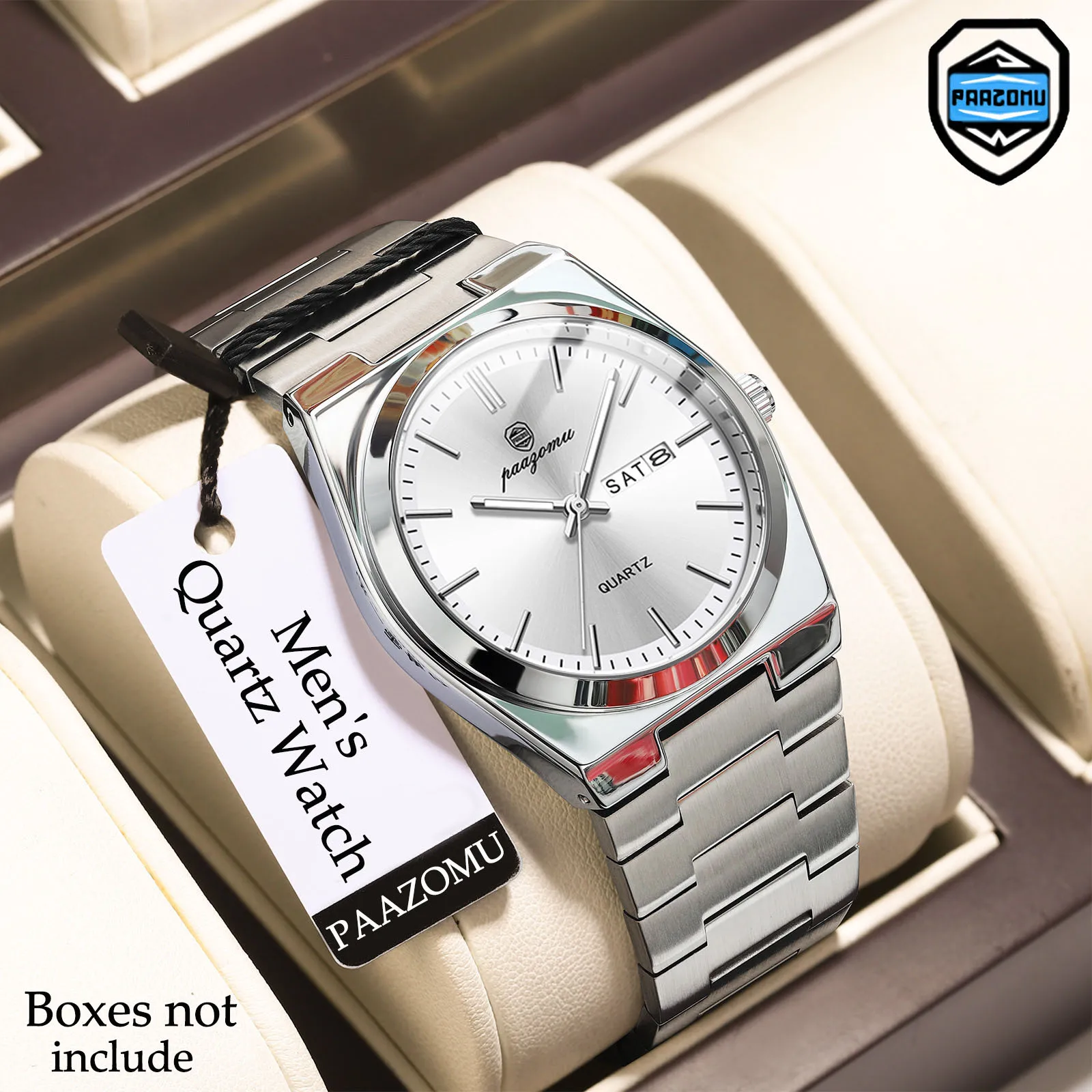 

PAAZOMU мужские часы из нержавеющей стали кварцевые водонепроницаемые мужские часы с датой недели лучший бренд класса люкс мужские часы идеальный выбор для подарка
