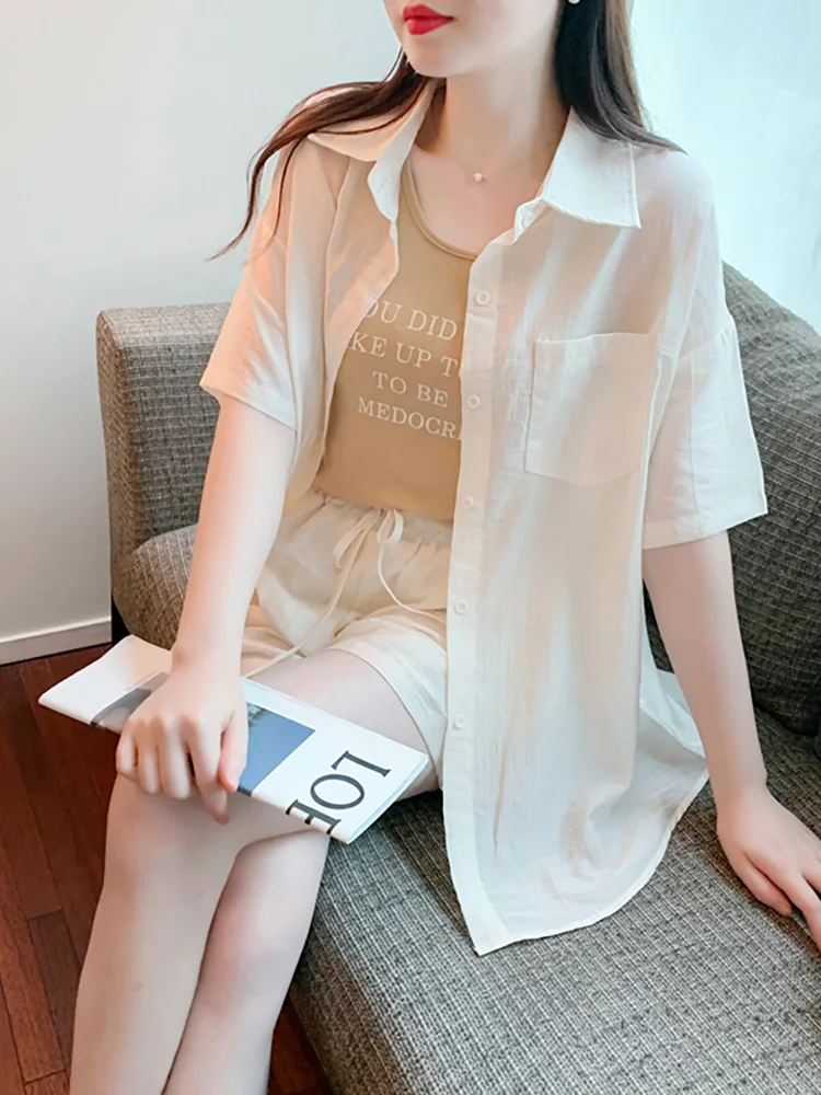 

Summer Faion Slim Fit Women's irt orts Set Tee Pieces Casual Sle Belly Cover Thin Material Anti-Aging Look