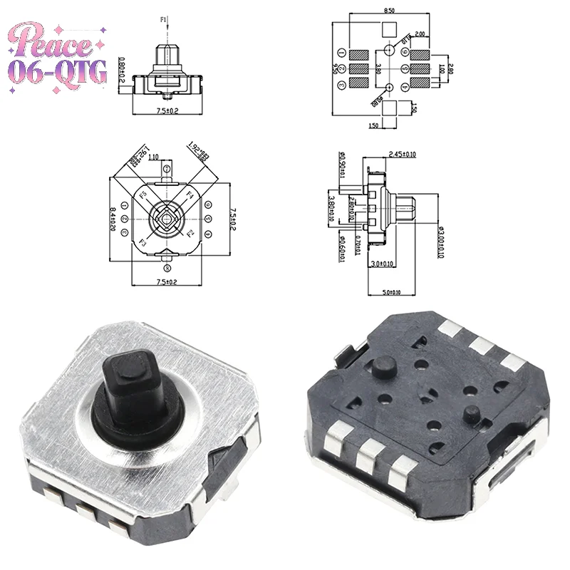 New 1Pc7.5x7.5MM Tactile Switch 5 Way Direction 6Pin Button Switch Micro Switch Push Button Reset Tact Switch