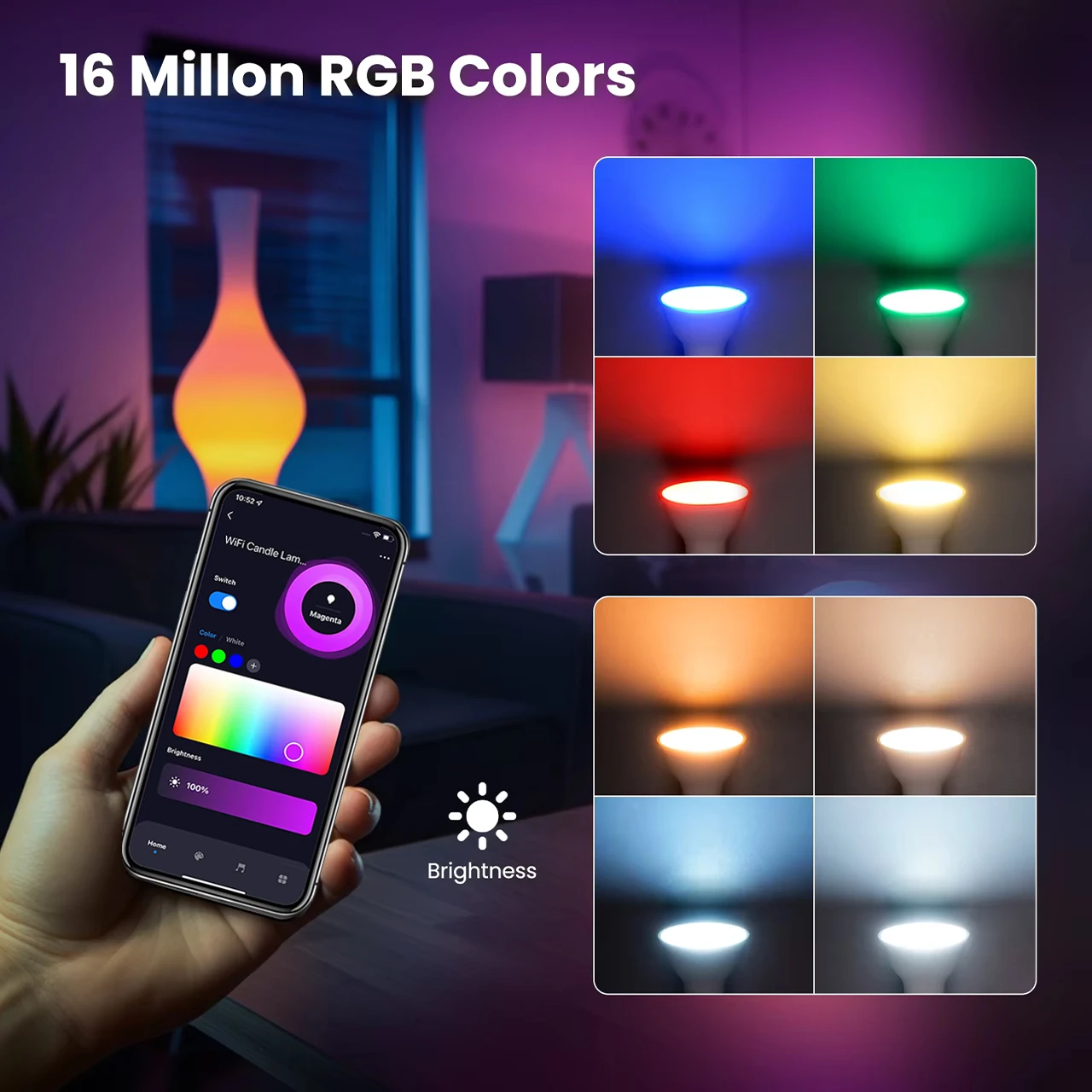 Suidhome Tuya WiFi Smart Bulb Dimmable Led Light 16 Million RGB Colors GU10  MR16/GU5.3  Lamp Voice Control Alexa Google Home