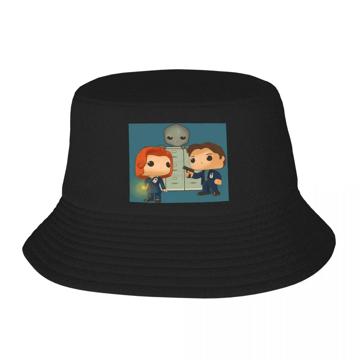 Funko Pop Doll Of Fox Mulder And Dana Scully Bucket Hat Panama For Man Woman Bob Hats Fisherman Hats Beach Fishing Unisex Caps