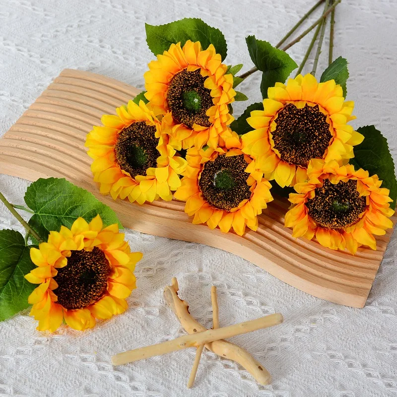 1 pçs girassol flores artificiais flores de seda flores falsas para decoração de quarto de casa decoração de casamento diy artesanato presentes acessórios