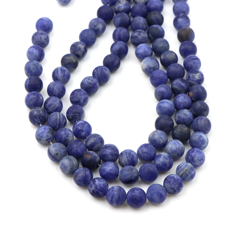 Natural Stone Dull Polish Blue Sodalite Matte Onyx Loose Beads for Jewelry Making DIY Bracelet Necklace 4-10mm Spacer Bead 15