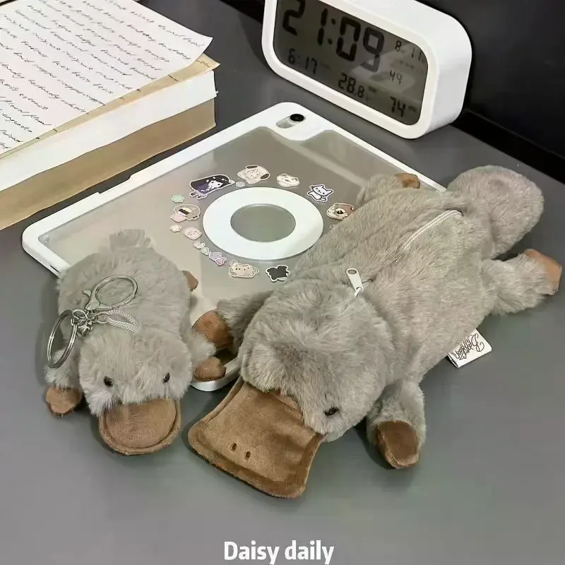 Cute Plush Platypus Keychain Kawaii Soft Stuffed Doll Pendant Creative Backpack Handbag Hanging Decor Key Holder Gifts