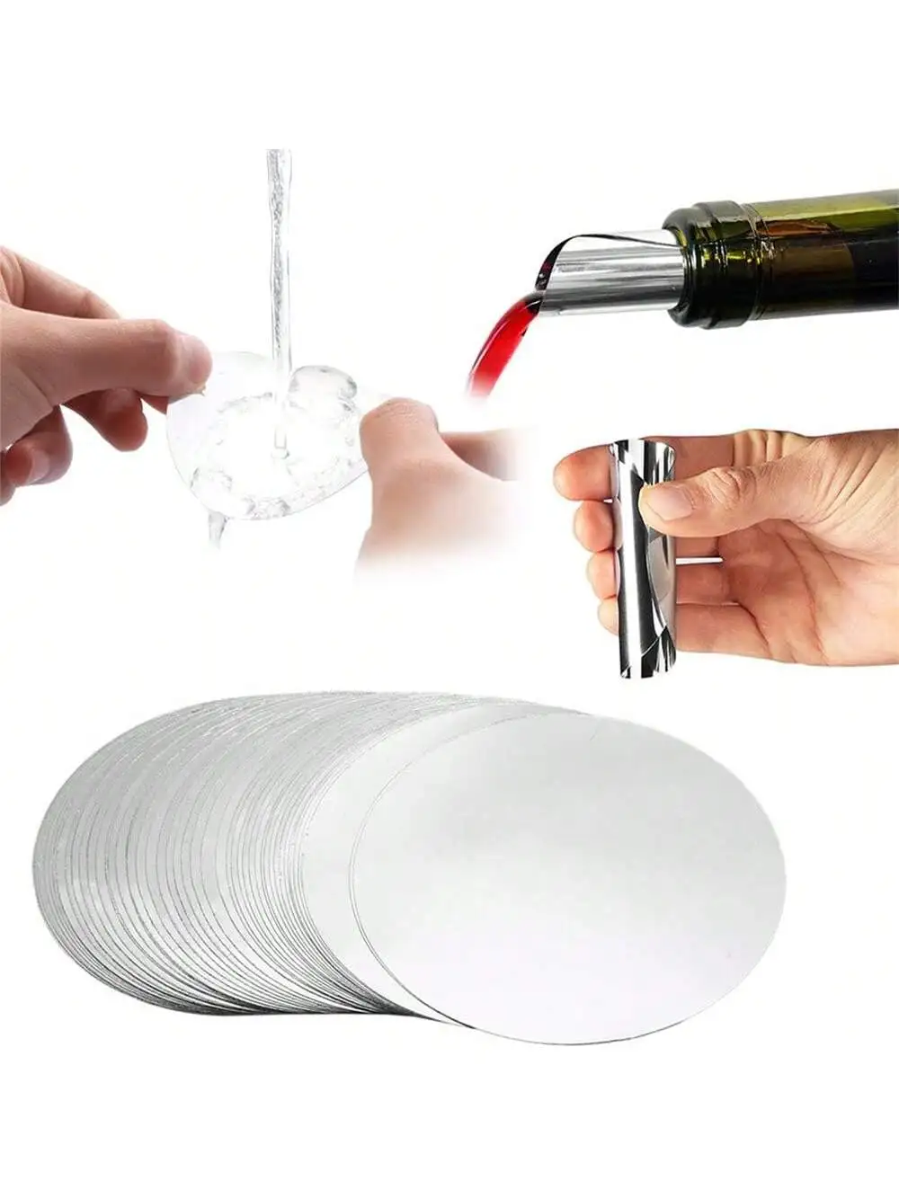 Weinausgießscheibe, Scheibe, Partyzubehör, Drop Stop, Ausgießer, Karten, 7,6 cm, flexibel, zusammenklappbar, Barzubehör – Detail 6