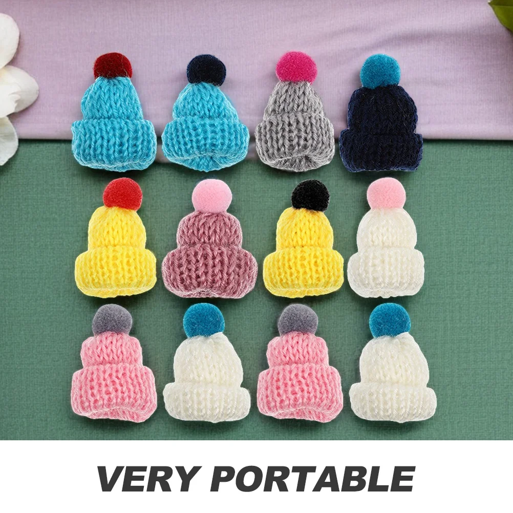 12 stuks mini breien doe-het-zelf accessoires mooie kleine ambachtelijke decoratieve hoeden slijtvast zacht garen hoeden festival feestartikelen kerstmis