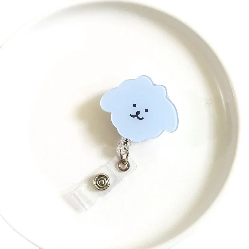 Cartoon Dog Retractable Badge Reel, Transparent Working Permit, ID Tag Clip para Staff, Employee's Pass, Work Card