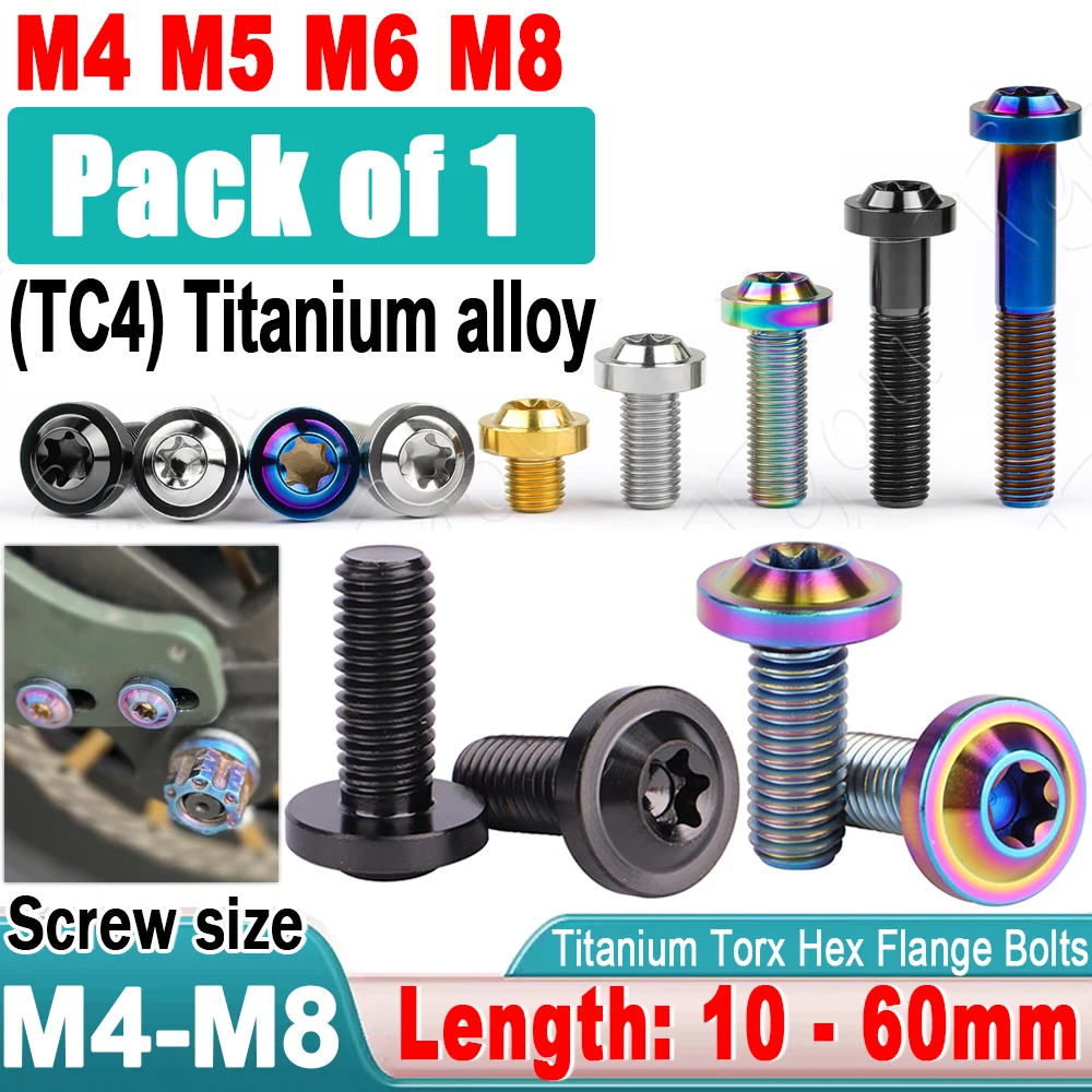 1 peça parafuso de titânio ti m4 m5 m6 m8 comprimento 10/15/20/25/30/35/40/45/50/55/60mm parafuso torx de cabeça de treliça para fixadores de modificação de peça
