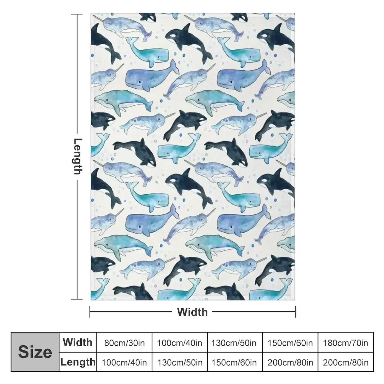 Whales, Orcas & Narwhals Throw Blanket funny gift Sleeping Bag Hairys Multi-Purpose decorative Thins Blankets