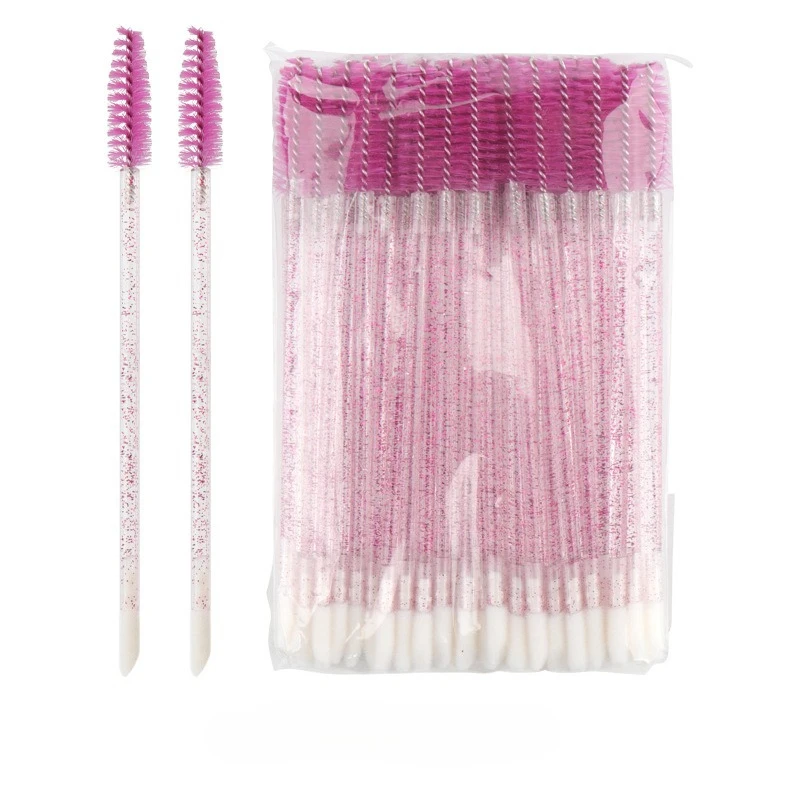 New Solid Handle Dual-Ended Eyelash and Lip Brush, Makeup Brush Set with 50 Pieces per Pack
