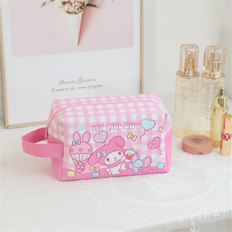 Sanurgente-Trousse de maquillage carrée Kawaii, Kuromi My Melody, Anime Cartoon Cute, Hangdon Mongolia, Hello Kitty, Sac de rangement portable pour cosmétiques, Cadeau pour enfant