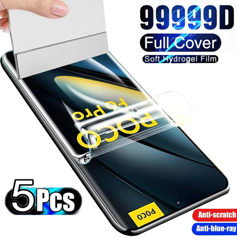 5PCS Curved Hydrogel Soft Film For Xiaomi Poco X7 Pro X8 Pro Max X5 X6 Screen Protector For Poco F7 F6 F8 Pro M7 M8 M6 C71 C75