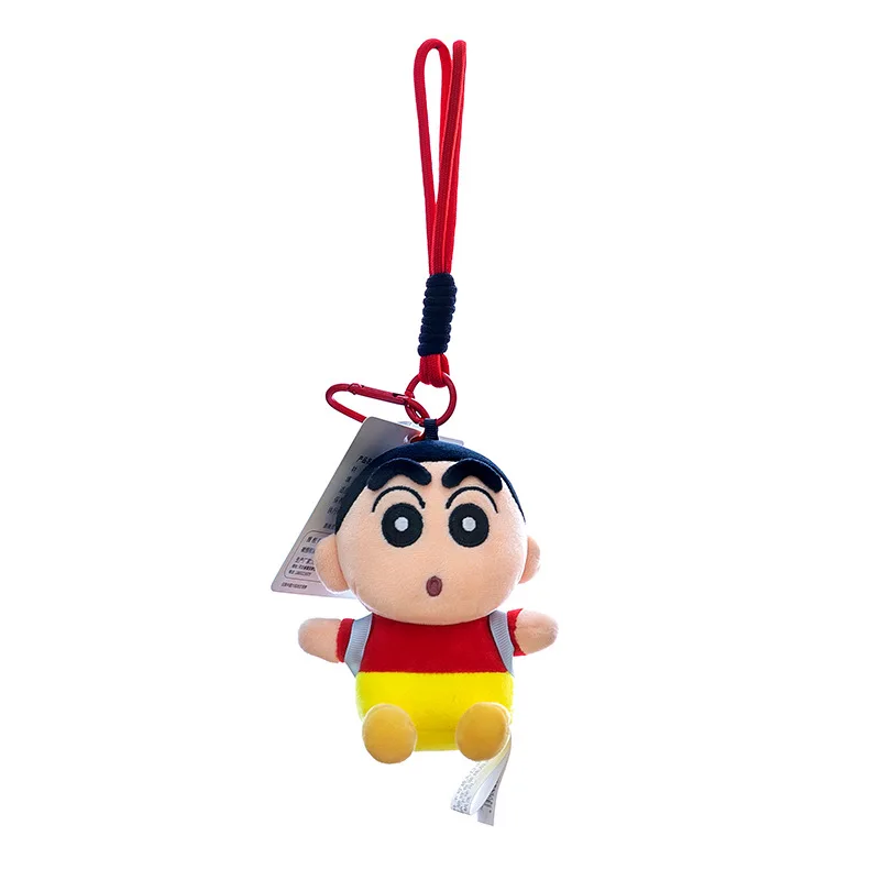 LLavero de peluche Kawaii Crayon Shin-chan de 12cm, colgante de felpa Shin-chan, accesorios de hebilla para llave de coche de Animal suave, colgante para bolso de niña