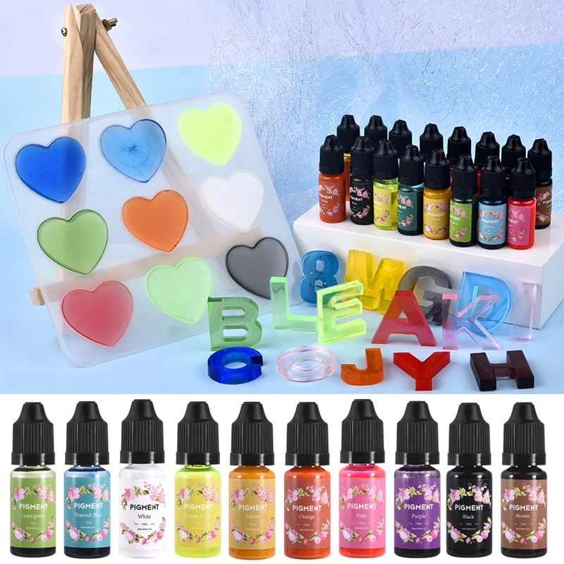 20 Colors UV Resin Pigment Oily Based Colorant Liquid Dyeing DIY Epoxy Resin Mold Jewelry Making Tools Accessories 10g/bottle