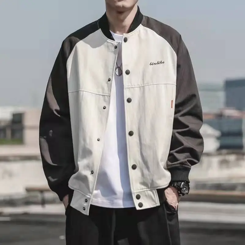 

2024 Spring and Autumn New Baseball Uniforms Men's Loose Large Size Fat Covering Cotton Jacket Niche Versatile Ins Trendy Jacket