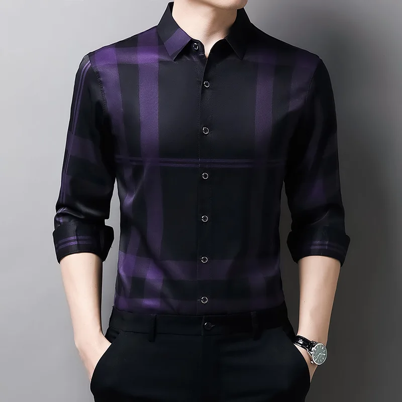 Custom Suit Shirt Men's Long Sleeve Youth Casual Fashion Breathable Striped Shirt Men's Tops Trendy