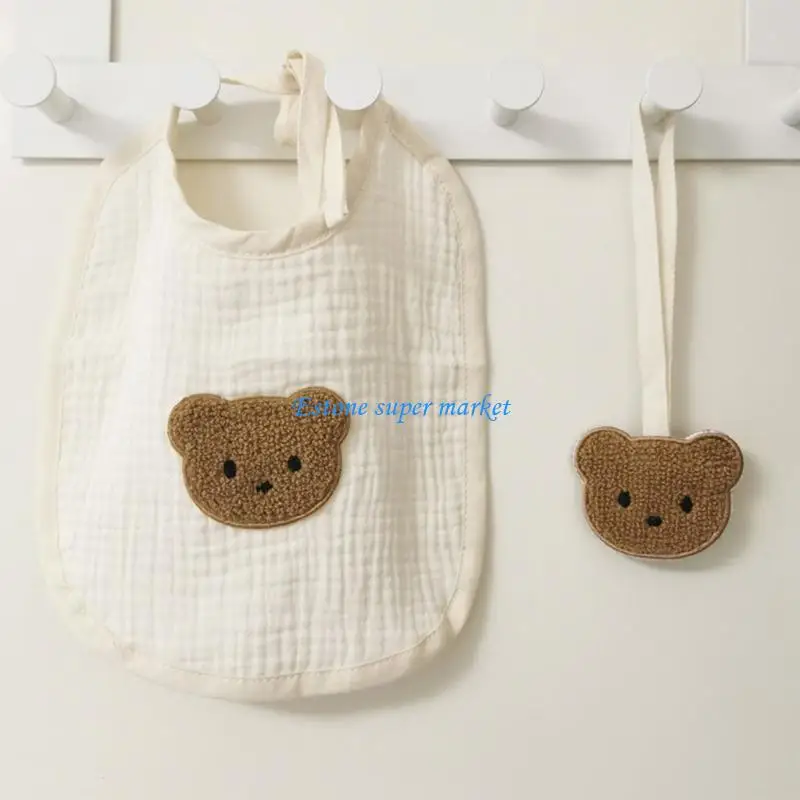 

090B Absorbent Fashion Cotton Baby Drooler Bibs with Embroidery Anti-spitting Milk Saliva Towel Bib Korean