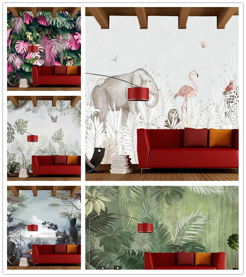 

Papel de parede custom tropical plant animal elephant wallpaper mural,living room tv wall bedroom home decor