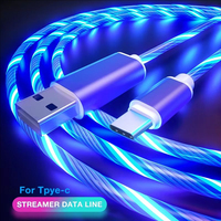 2m Type C Glowing Charging Cable LED Light Charger for Mobile Phones Compatible with Xiaomi iPhone - Long Length Charging Wire