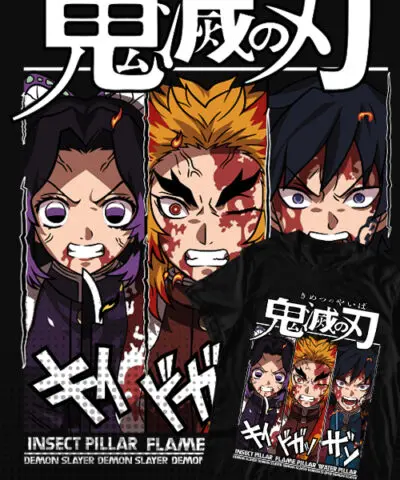 

Camiseta унисекс, рассекающий демонов шинобу, томиока и ренгоку