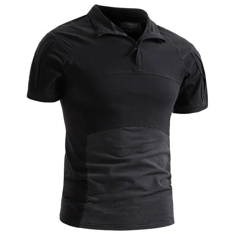 New Knitted Tactical Frog Suit Men's Camo Suit Short Sleeve Slim Fit Elastic T-Shirt Property Team Building Top