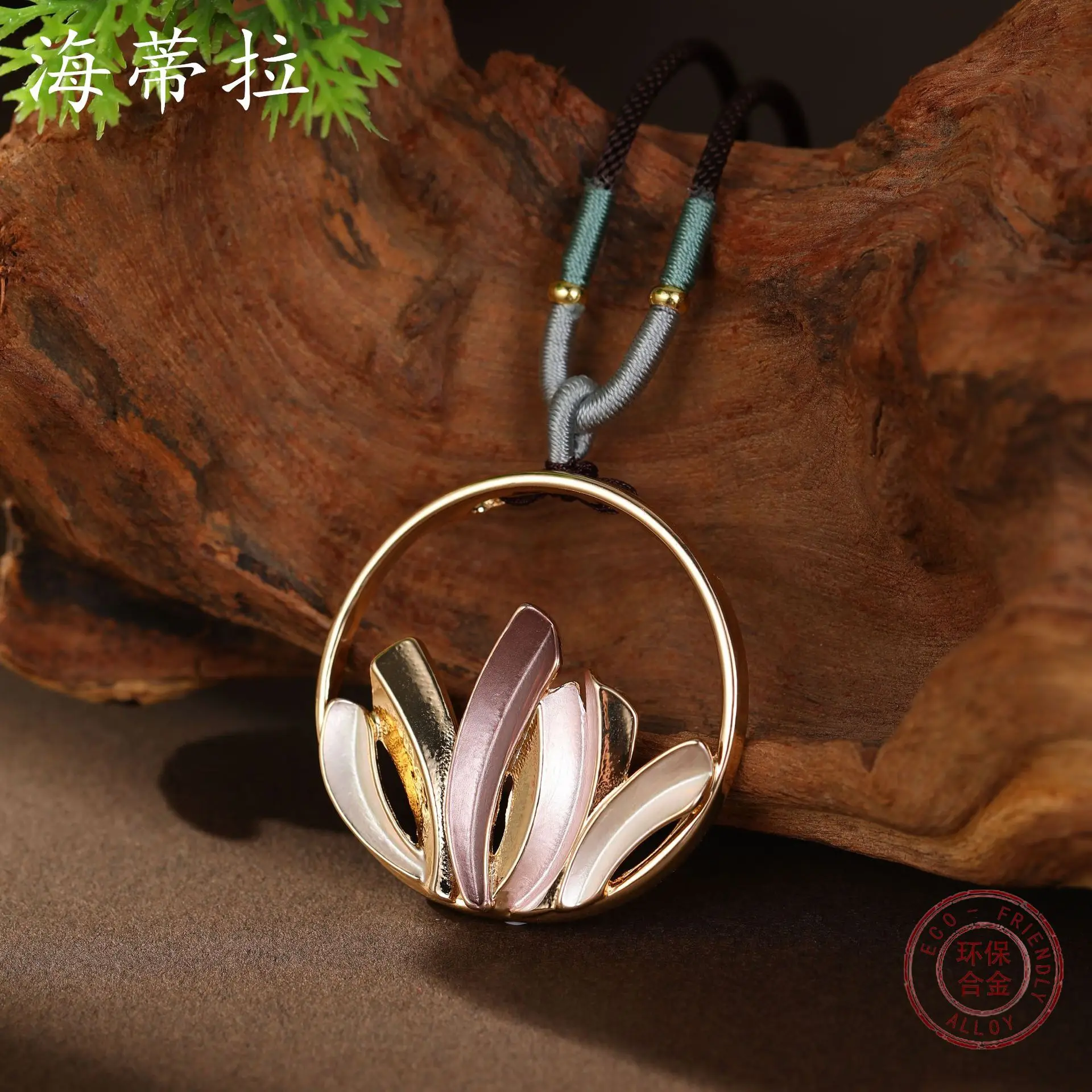 Jewelry DIY accessories hot-selling enamel color round hollow flower cluster woven rope long necklace women's autumn and winter