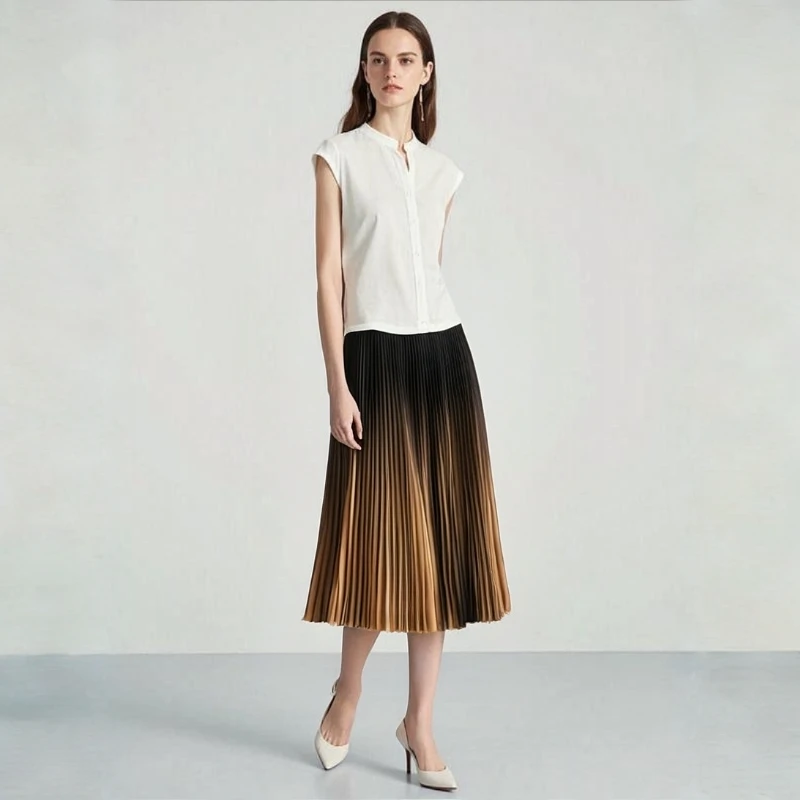 

Miyake Pleated New Autumn and Winter Fashion Qin Skirt Pleated Skirt High Waist A-line 2025 Gradient Folded Half Skirt for Women