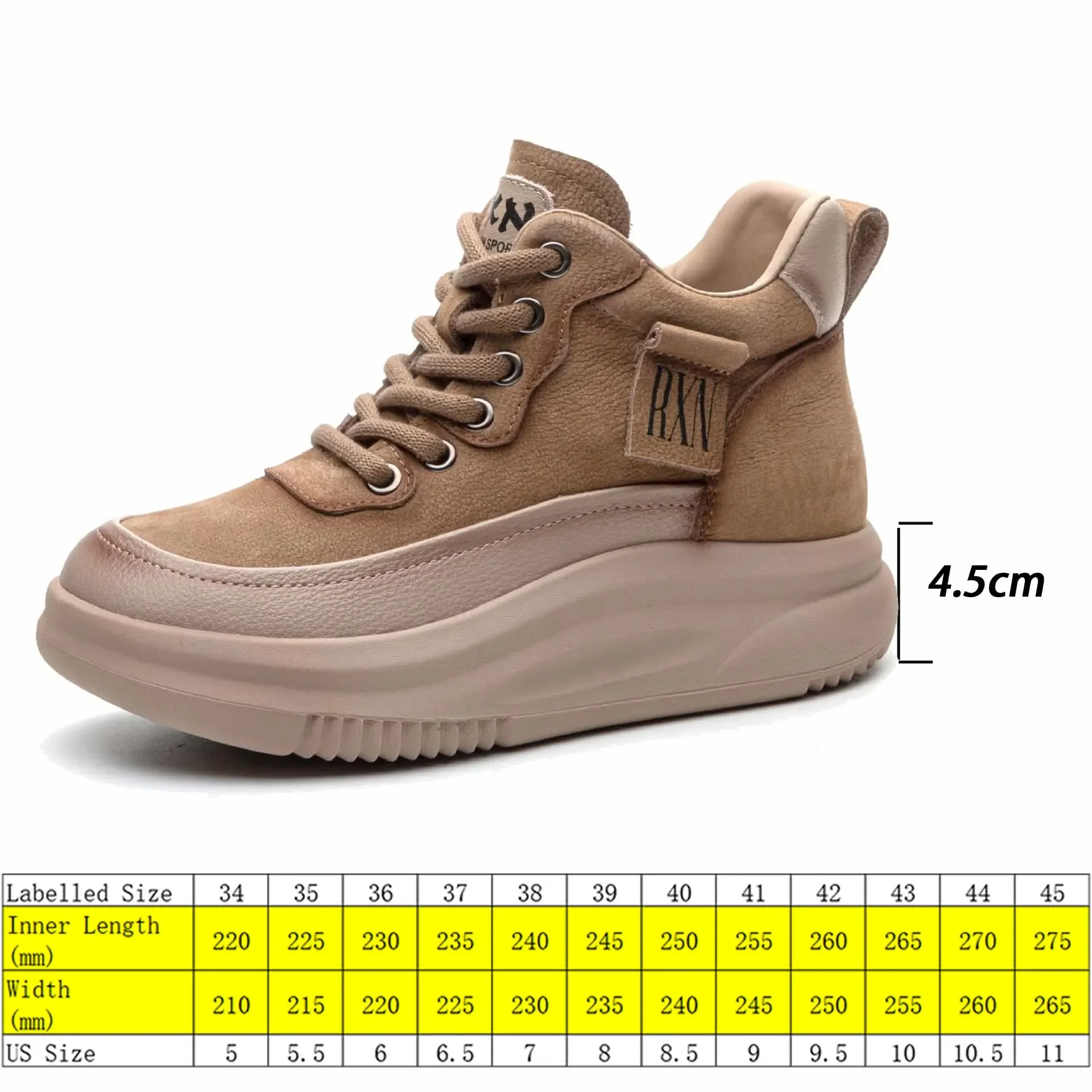 Fujin 4.5cm Genuine Leather Ankle Boots Autumn High Brand Women Platform Wedge Spring Winter Ladies Plush Chunky Sneaker Shoes