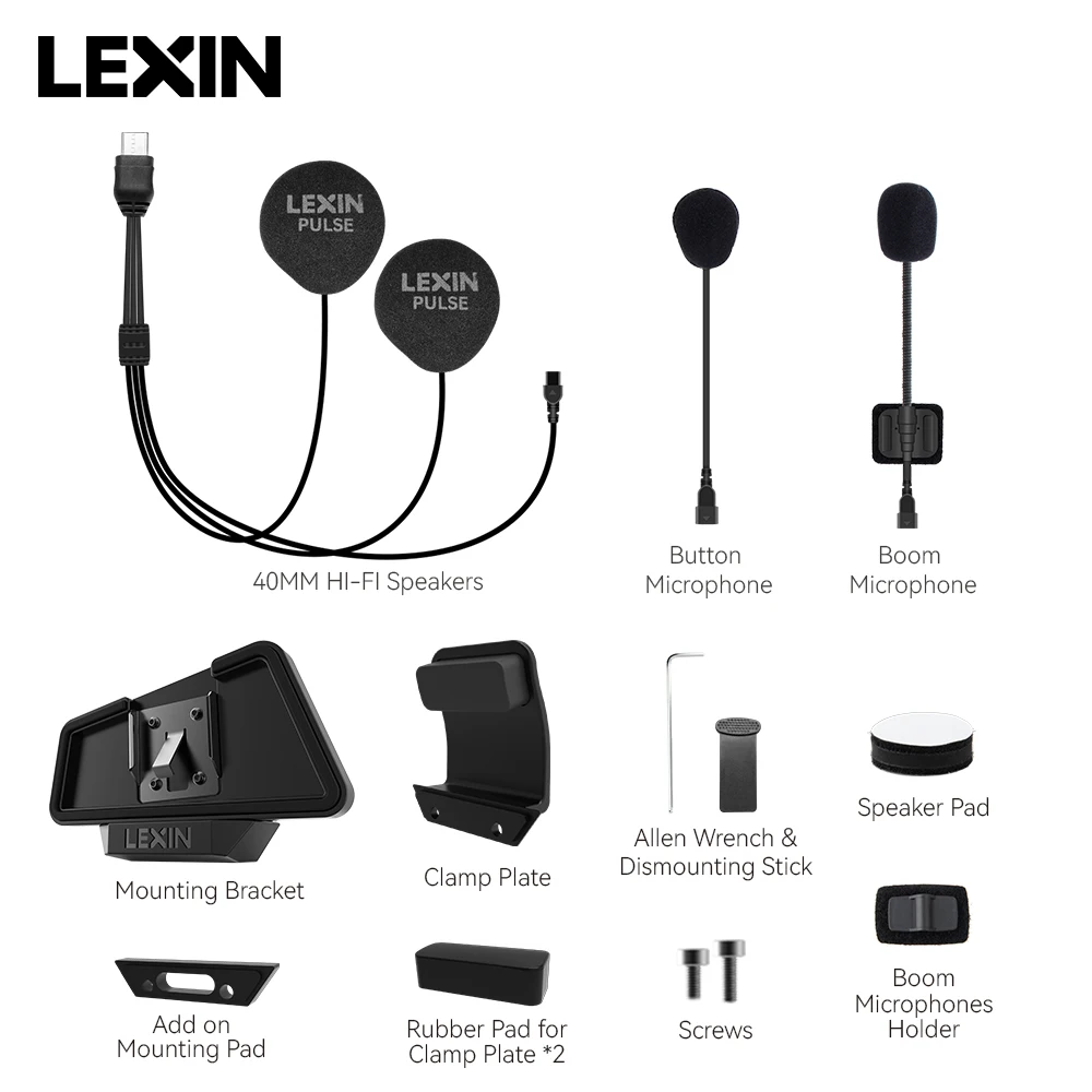 LEXIN-MeshCom Mesh Intercom 40MM Headset&Clip, Headphones Set for Full/Half Helmet with Upgraded Noise Cancellation Function view 5