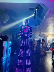 LED lekki Robot kostium odzieżowy Robot LED szczudła Walker