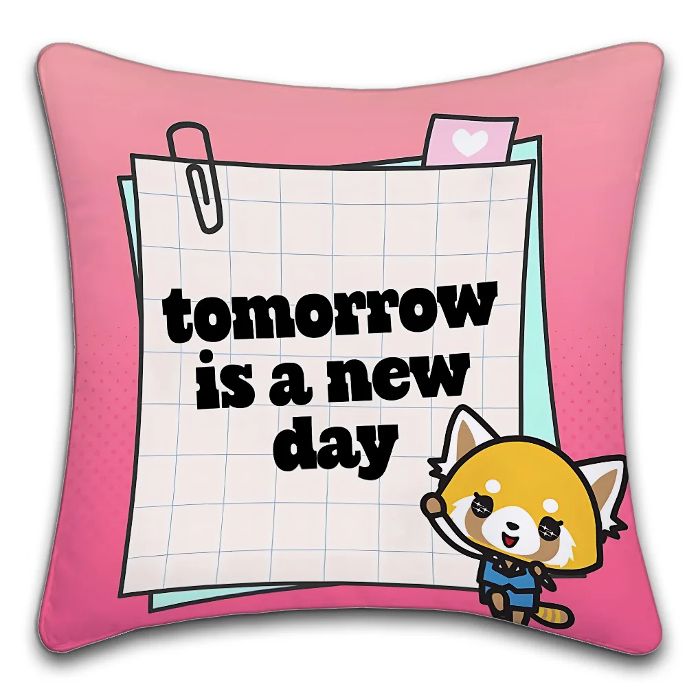 Sanrio Aggretsuko Decorative Room Aesthetics Pillow Case Home Decor Bedroom Sofa Bed Pillow Cover 45x45