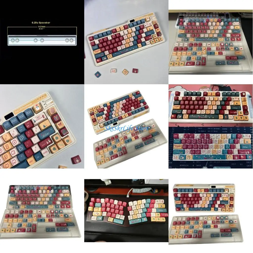

E65E Christmas Keycaps MDA Profile Keycap set 126PCS 5Sides Sublimations for 126 Mechanical Keyboards