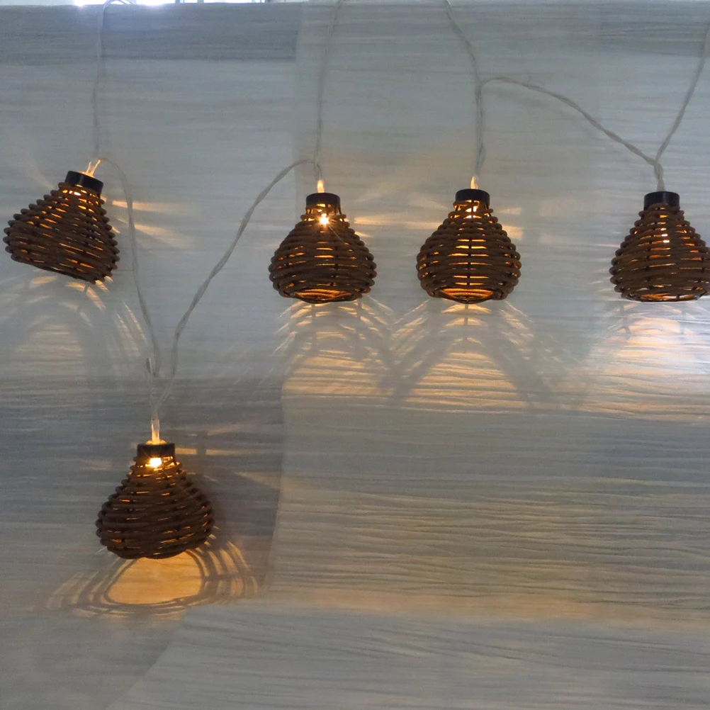 

2.2 Meter 10 Led Imitation Rattan Ball String Decorative Indoor Outdoor Fairy Light For Bedroom Wall Hanging Wedding Christmas