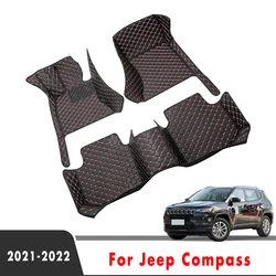 Car Floor Mats For Jeep Compass 2021 2022 2023 2024 Carpets Foot Pads Accessories Interior Parts Waterproof Protect Rugs Covers