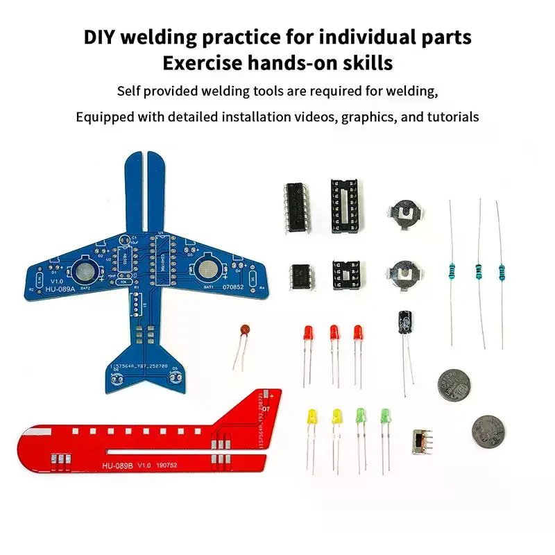 1/2/3Set LED Flow Light Aircraft Model Kit DIY Electronic Science Assembly Kit DIY Electronic Welding Set School Supplies