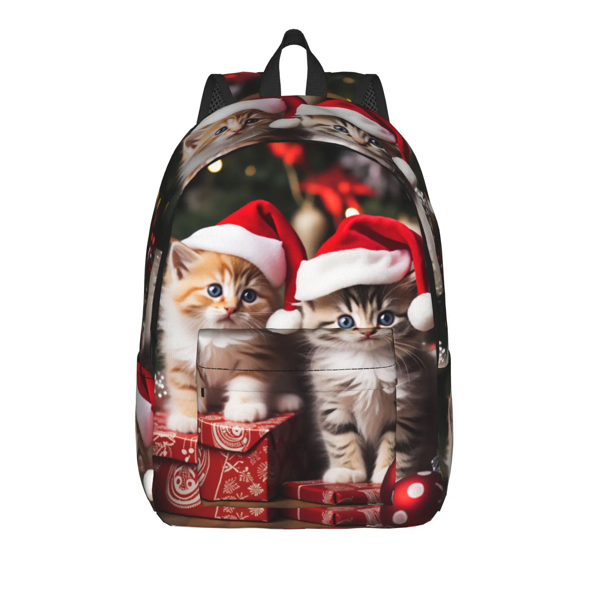 Christmas Kittens Backpack  Men Polyester Cycling Backpacks Lightweight Cool High School Bags Rucksack